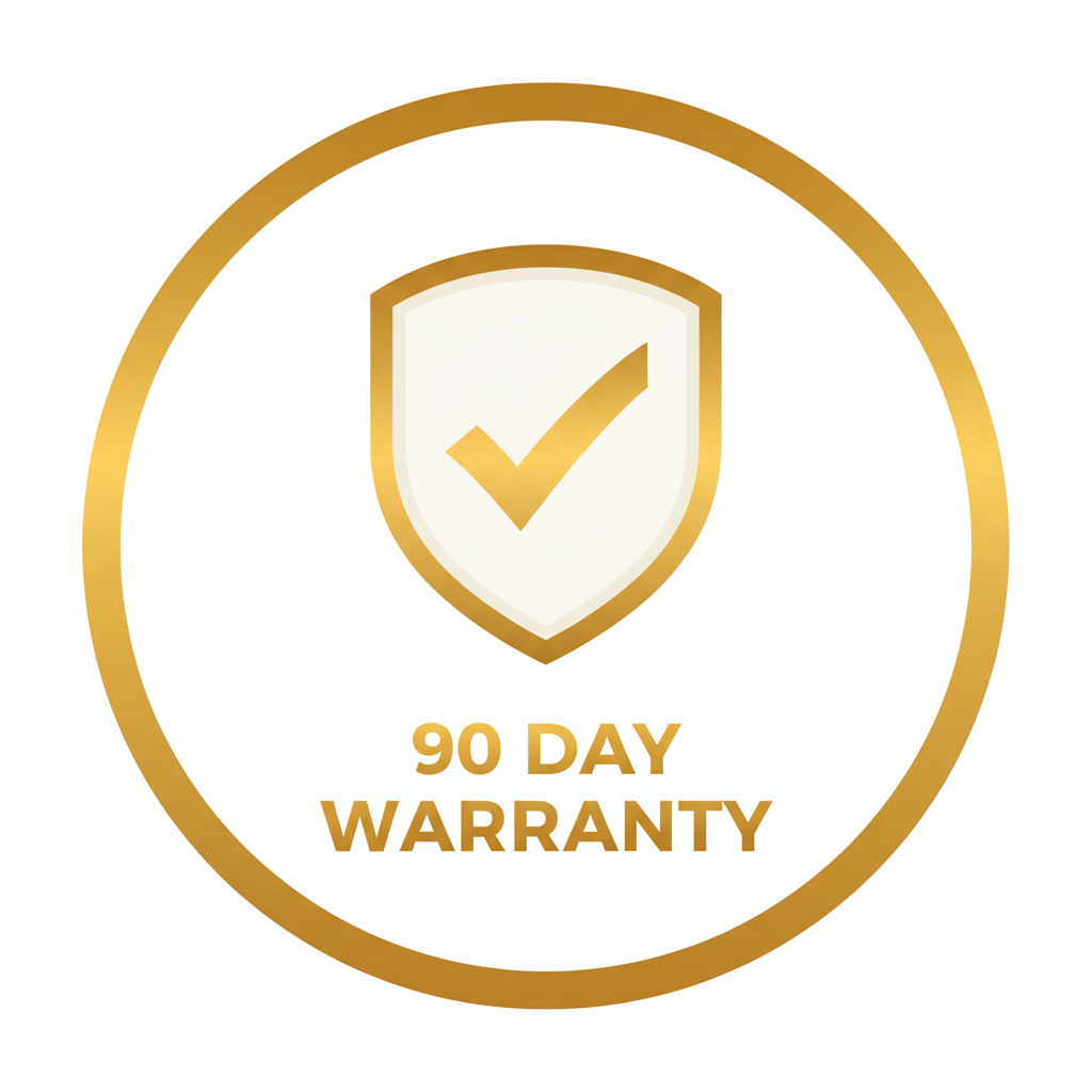 90 Day Warranty shield icon